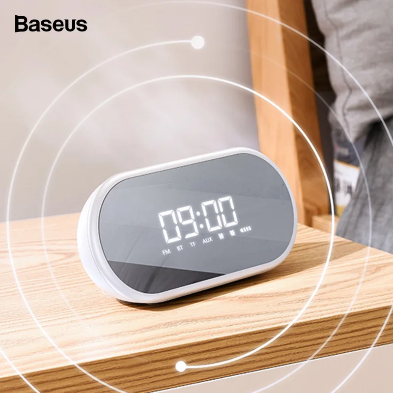

Baseus E09 Portable Bluetooth Speaker With Alarm Clock Wireless Loudspeaker Music Surround Loud Speaker For Phone PC Computer