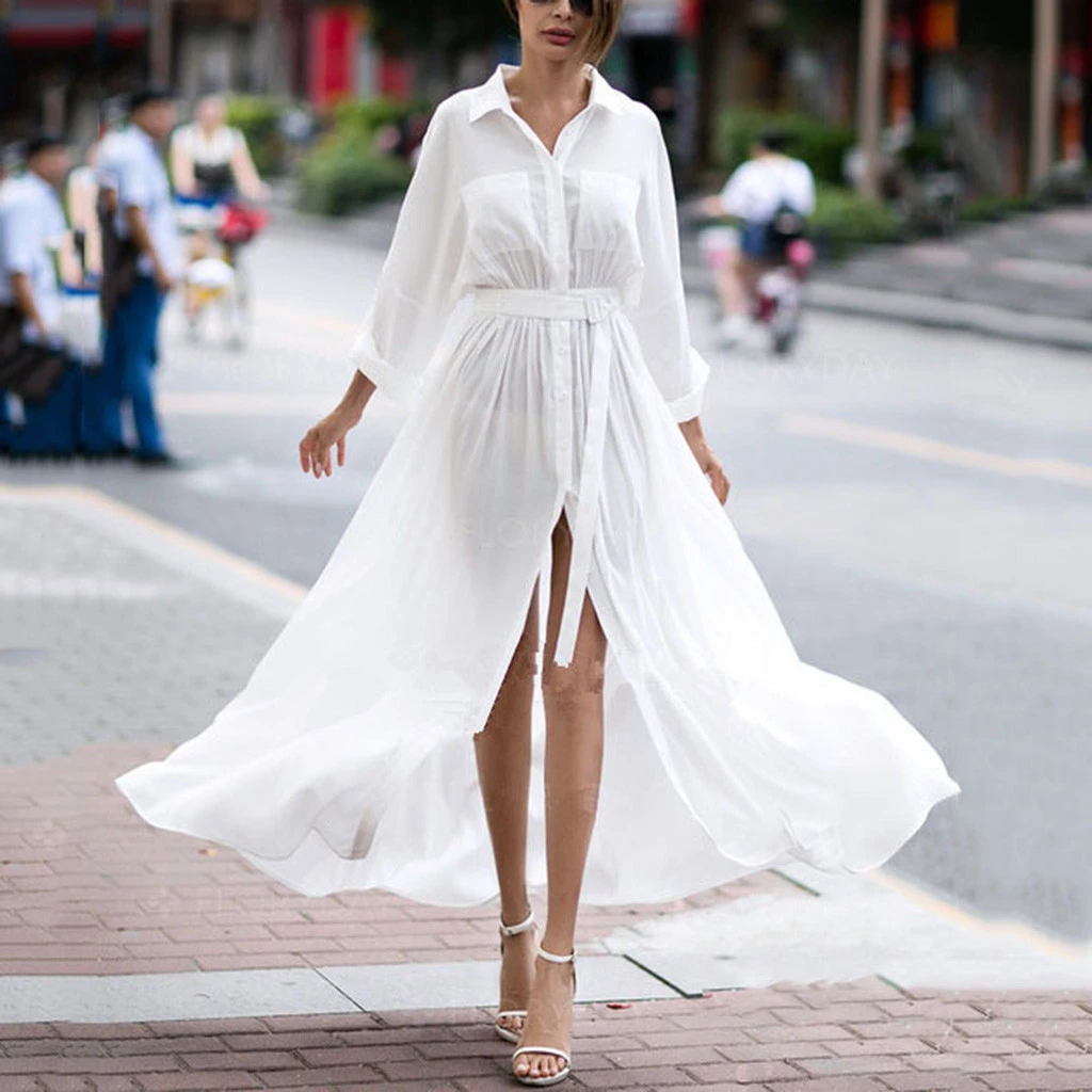 button down shirt maxi dress