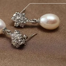 8-9 мм размер натуральный жемчуг серьги культивированные свадебные серьги-гвоздики пресноводный жемчуг модные украшения