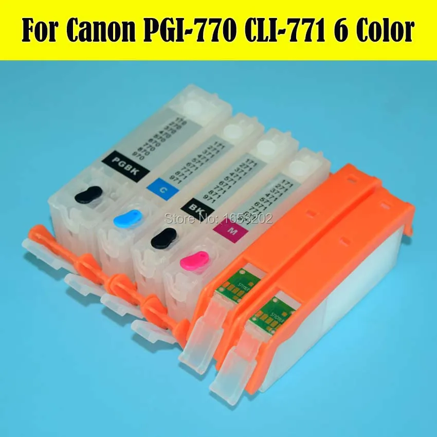

6 Color/Lot PGI770 CLI771 Ink Cartridge With Permanent Chip 770 771 For Canon For PIXMA MG7770 Printer