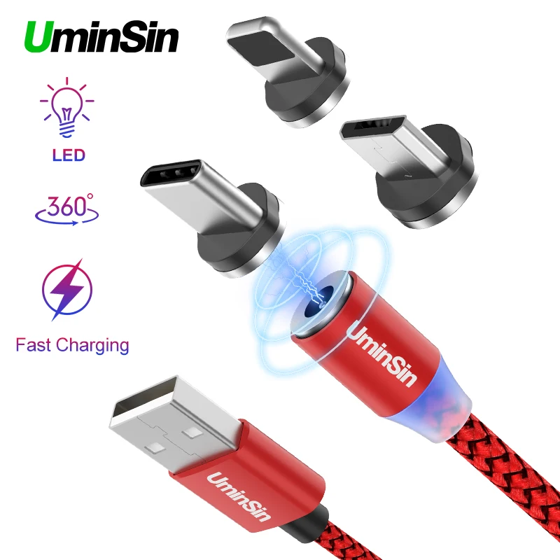 Uminsin المعادن كابل USB مغناطيسي ل فون نوع C مايكرو 2.4A سريع شاحن سلك USB مصباح ليد ل Xiaomi هواوي الهاتف المحمول 1 M Uminsin المعادن كابل USB مغناطيسي ل فون نوع C مايكرو 2.4A سريع شاحن سلك USB مصباح ليد ل Xiaomi هواوي الهاتف المحمول 1 M