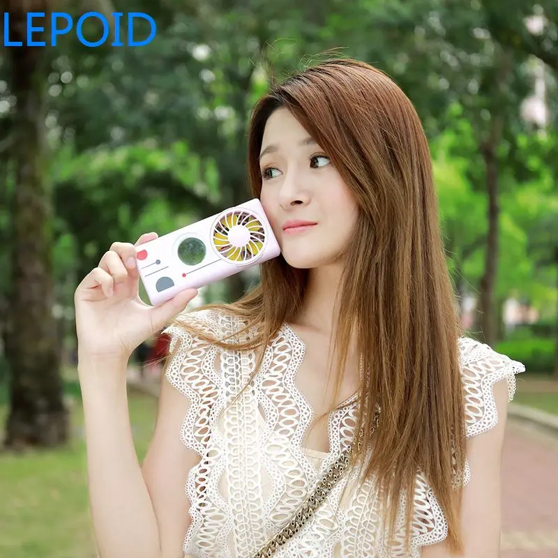 LEPOID ручной 1200mA power Bank работающий от батареи вентилятор с зеркалом для макияжа и