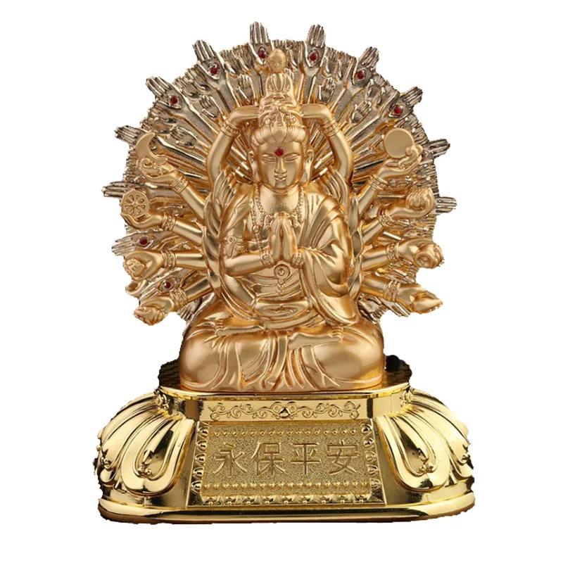 

Car Ornament Solar Energy TurningAvalokitesvara Interior Dashboard Car Gear Shift Alloy Rearview Ornament Decor car accessories