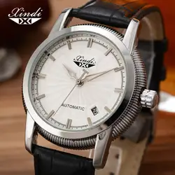 Xindi механические часы для мужчин автоматический кожаный ремешок календари бизнес Элитный бренд наручные прозрач