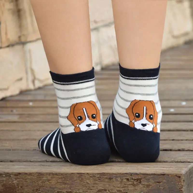 

2017 New High Quality Female 3D Animal Dogs Footprints Socks Women Cotton Floor Length Casual Striped Cartoon Socks