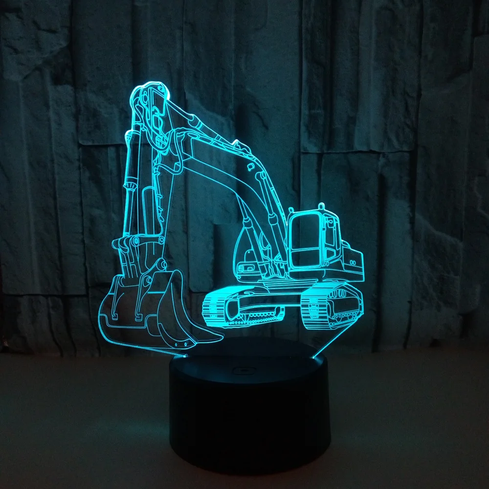Новый экскаватор 3d лампа 7 цветов сенсорный светодиодный ночник Luminaria De Mesa
