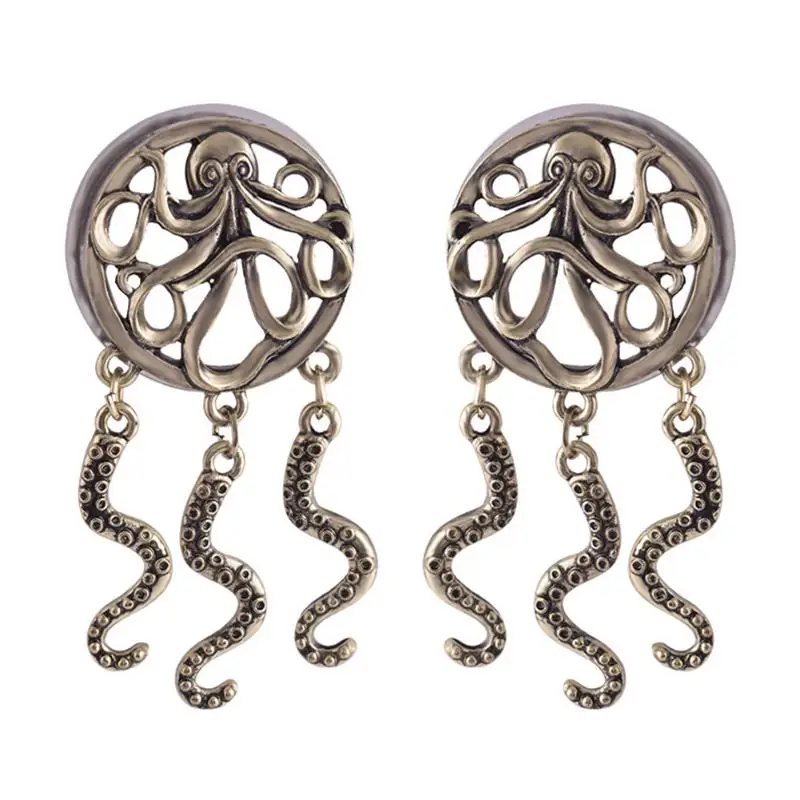 

Women Stainless Steel Pulley Octopus Design Ear Plugs Hollow Expander Stretcher Plugs And Tunnels 6-14mm Piercing Jewelry