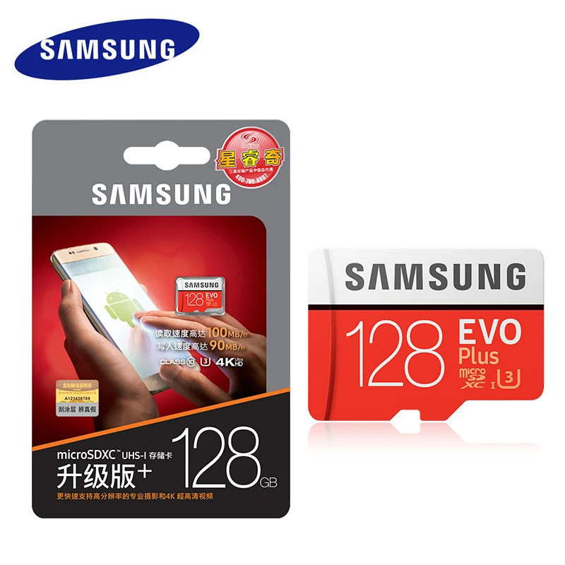 Карта памяти MicroSD SAMSUNG EVO Plus 32 Гб 64 Гб 128 Гб класс 10 microSDHC U1 TF карта 4K HD с адаптером для смартфонов и планшетов