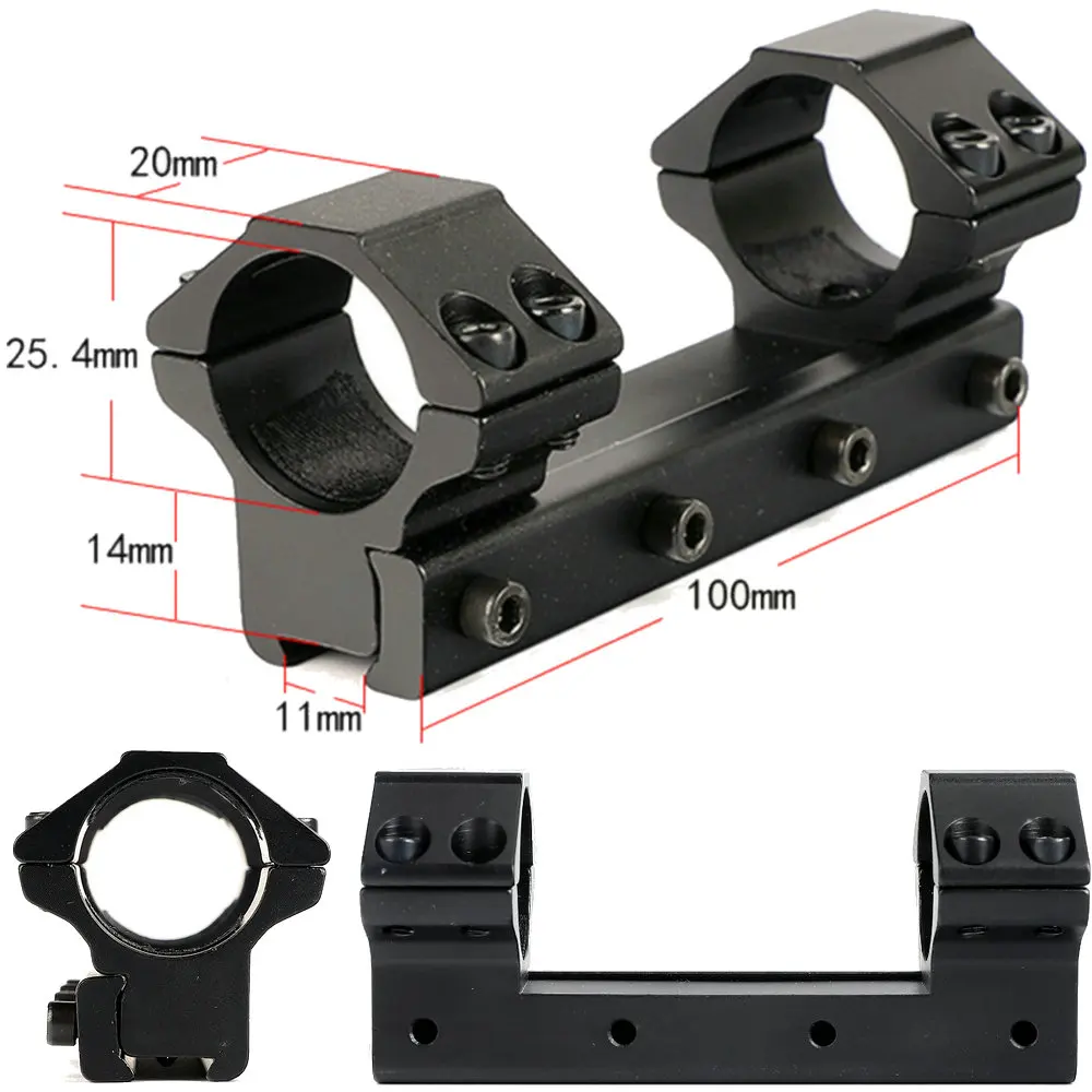 

10cm Medium Profile 11mm Dovetail .22 Airgun 25.4mm 1 inch Scope Rings with Stop Pin For Hunting Trail Rifle Scope Mount Ring