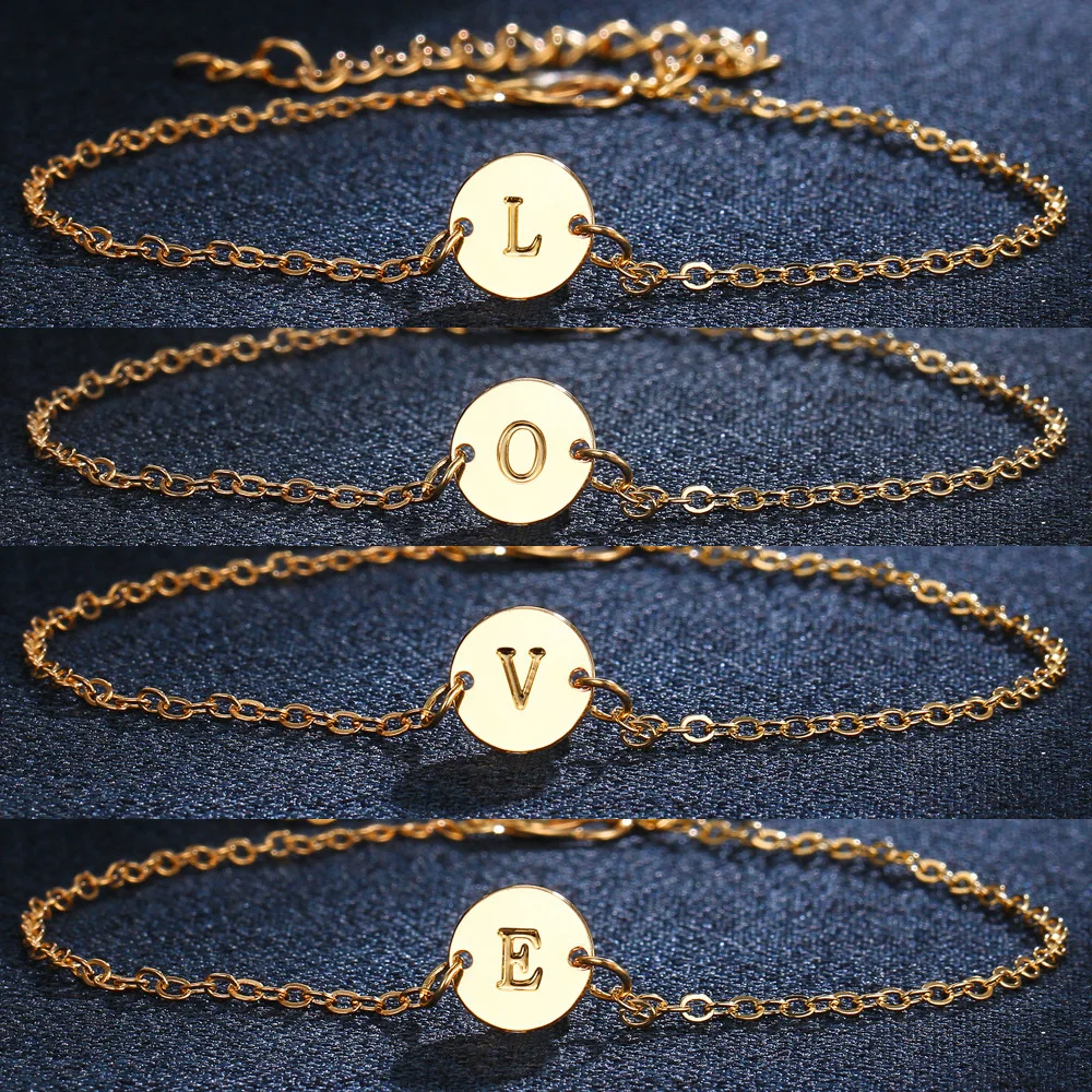 Модный браслет с буквами из золотого сплава, простой настраиваемый Шарм, браслеты для женщин, пара браслетов, Женские Ювелирные изделия