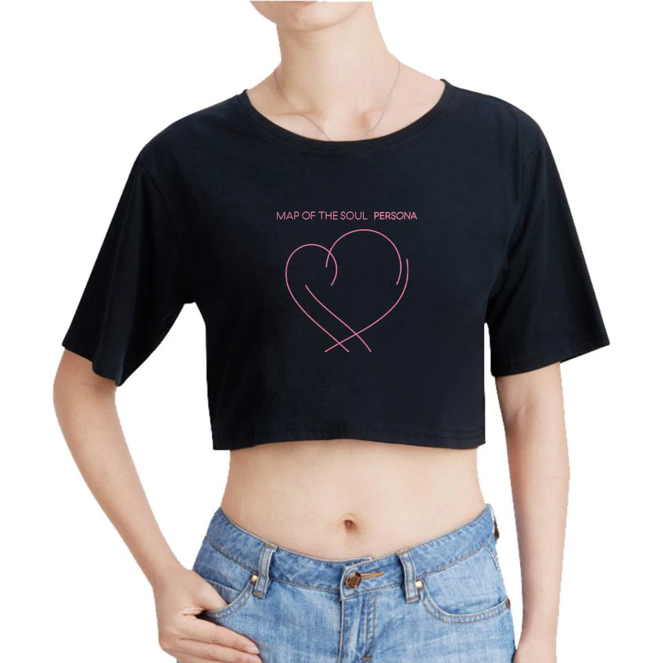 Корейский Kpop J-HOPE SUGA JIN карта соул персональный принт короткий топ женские футболки для девочек короткий рукав Сексуальная футболка