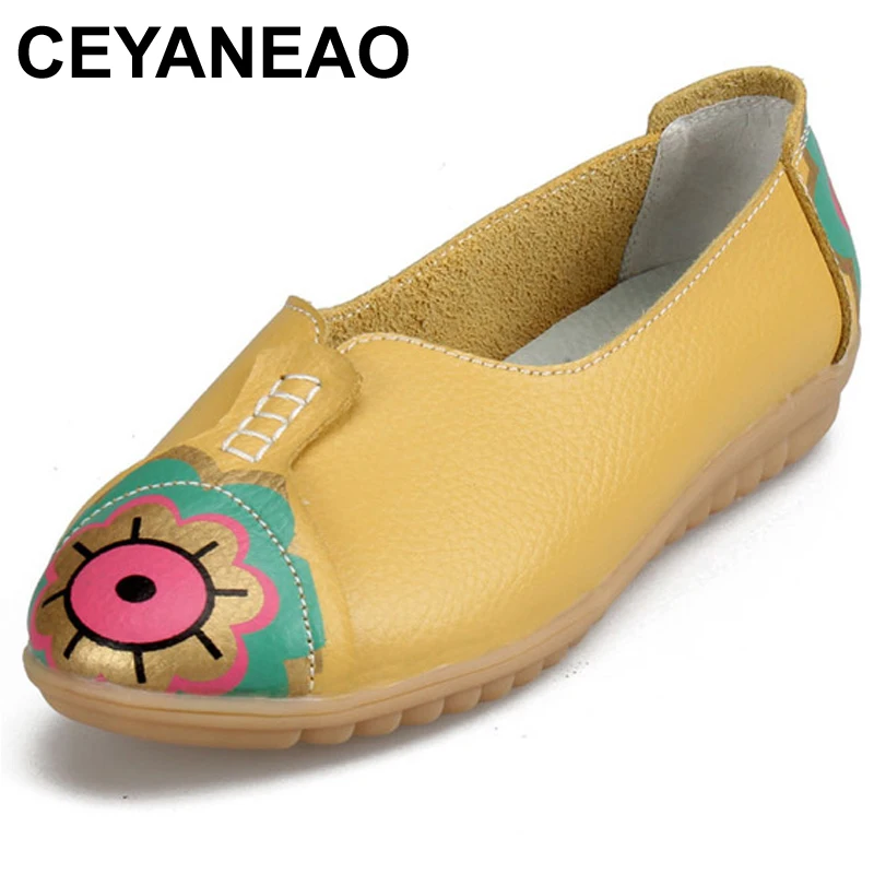 

CEYANEAO Shoes Woman Flat Summer Shoes Fashion Genuine Leather Single Shoes New Zapatillas Mujer Casual Flats Women ShoesE1647