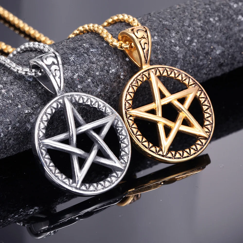 

Stainless Steel Men Necklaces Chain Pendants Pentagram Stars Gold Silver Punk Rock Hip Hop for Male Boy Fashion Jewelry Gift