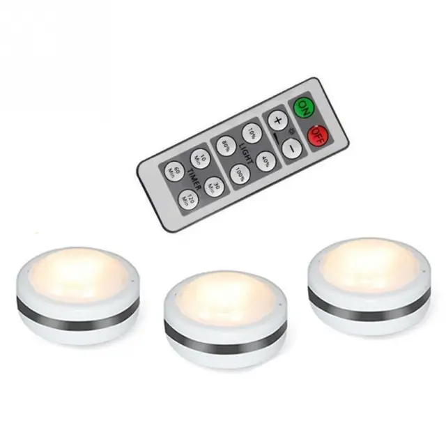 3Pcs Remote Control Under Light Kitchen Wardrobe Cupboard