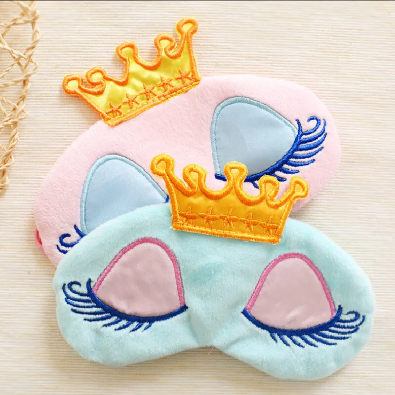 

Lovely Pink/Blue Crown Sleeping Mask Crown Eyeshade Eye Cover Travel Cartoon Long Eyelashes Blindfold Gift For Women Girls les