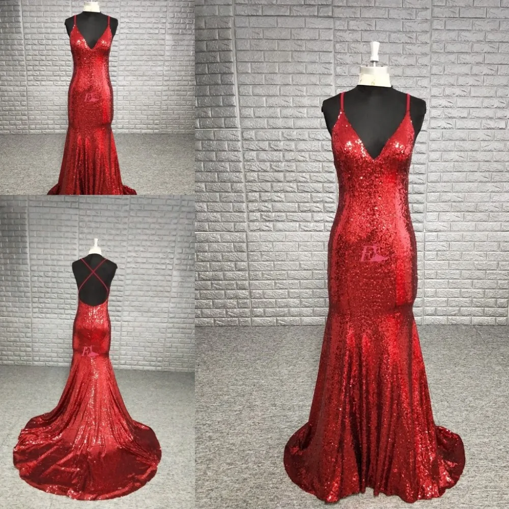

Sparkling Burgundy Sequin Long Prom Dress 2019 Backless Mermaid Sweep Train Lady Evening Party Gowns Celebrity Guest Vestido