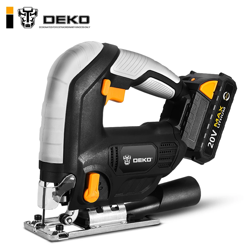 

DEKO 20V Cordless Jig Saw LED light Adjustable Speed Electric Saw with Blades,Allen Wrench ,Metal Ruler