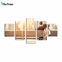 

Seats in the park Painting Canvas 5 Panels HD Printed Living Room decor prints and poster Picture Canvas framed