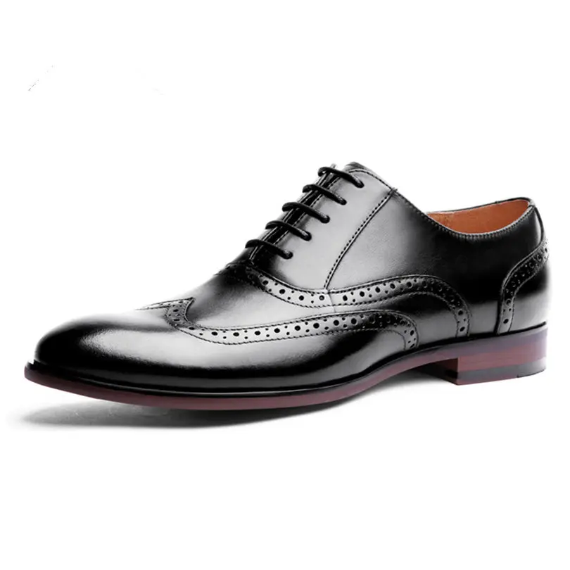 Модельные туфли ручной работы для офиса и свадьбы; цвет коричневый; Роскошная официальная Мужская обувь из натуральной кожи; размеры 38-47 - Цвет: Black