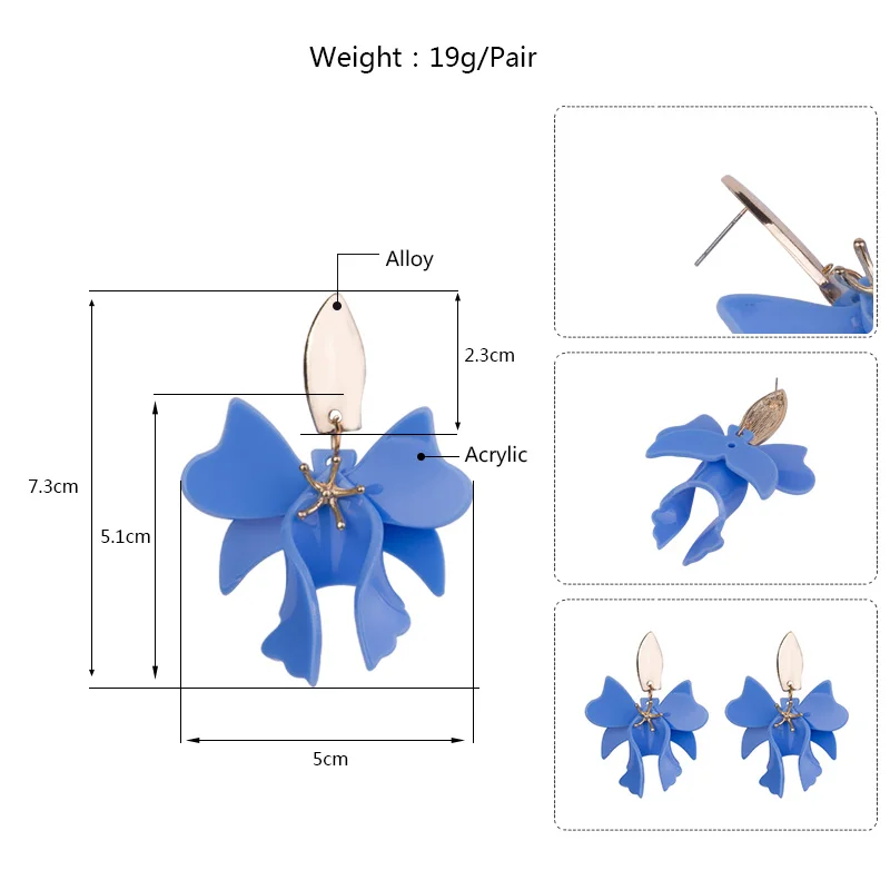 GuanLong Trendy New Fashion Drop Flower Resin Earrings for Women Big Long Metal Dangling Acrylic Earring Elegant Gifts Jewelry (5)