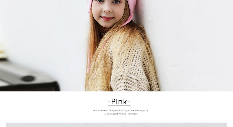 Lovely Girls Beanies Pink Heart-Shaped Rhinestones Knitted Hat With Fur Pom Pom Winter Warm And Thicken Skullies Children Cap (11)