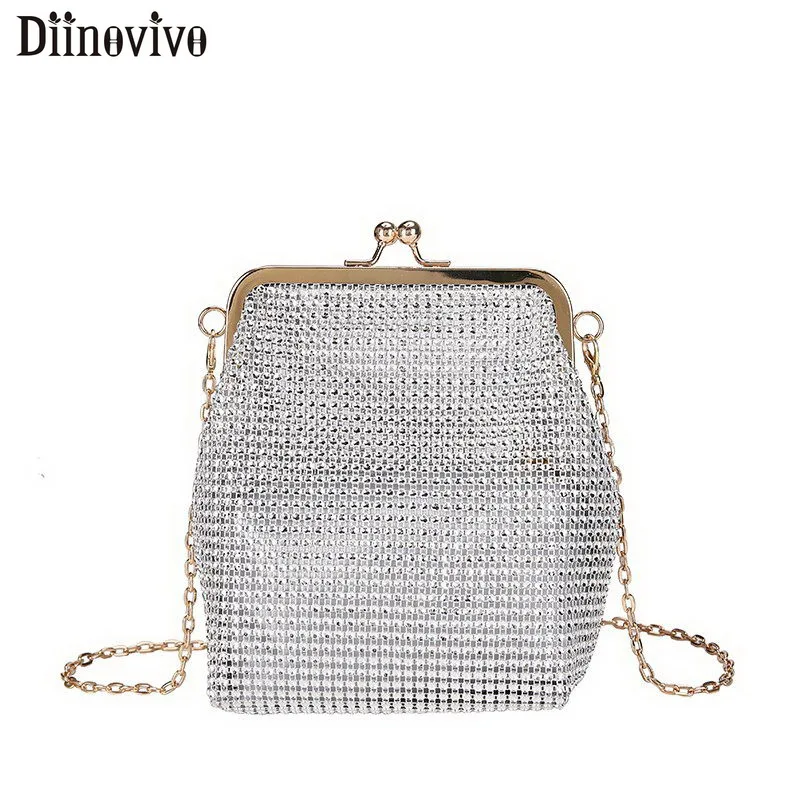 

DIINOVIVO Crystal Rhinestone Composite Bag Fashion Crossbody Bag For Women Ladies Evening Bag Small Phone Female Bags WHDV1122