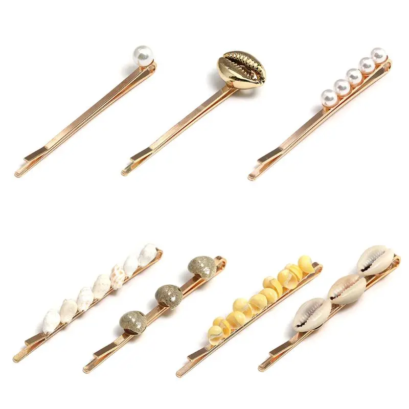

Fashion Women Girls Imitiation Pearl Shell Conch Hairpins Hair Clips Summer Beach Lady Hair Decor Accessories Barrettes 7 Styles