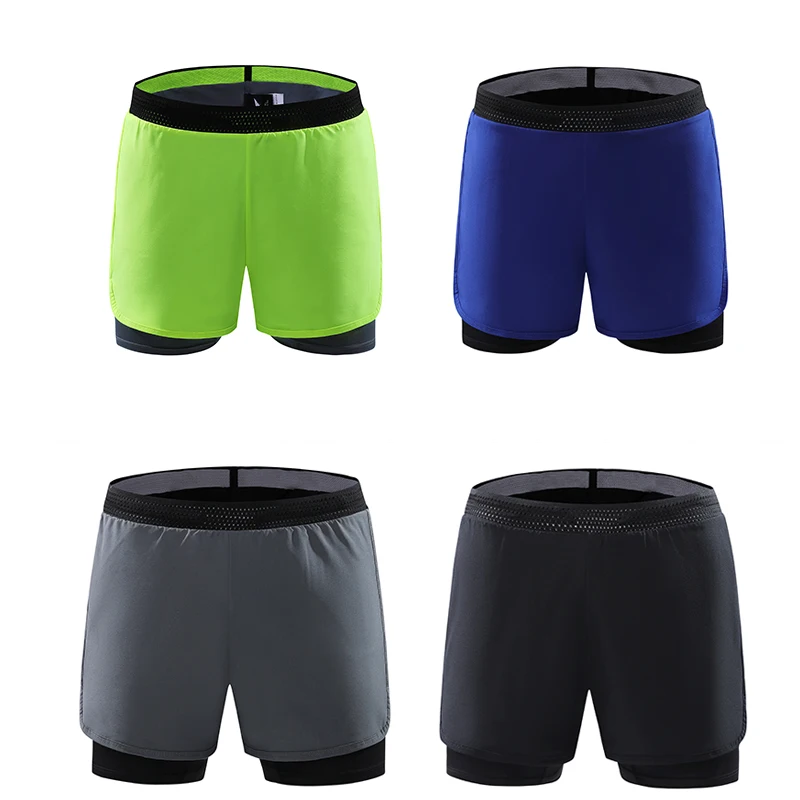 Новые мужские шорты для бега 2 в 1 быстросохнущие профессиональные марафонские Шорты Мужские дышащие спортивные шорты с карманом