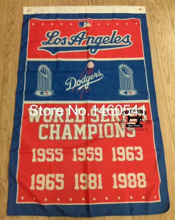 Los Angeles Dodgers World Series Champions Flag 3ft x 5ft Polyester MLB Banner Flying Size No.4