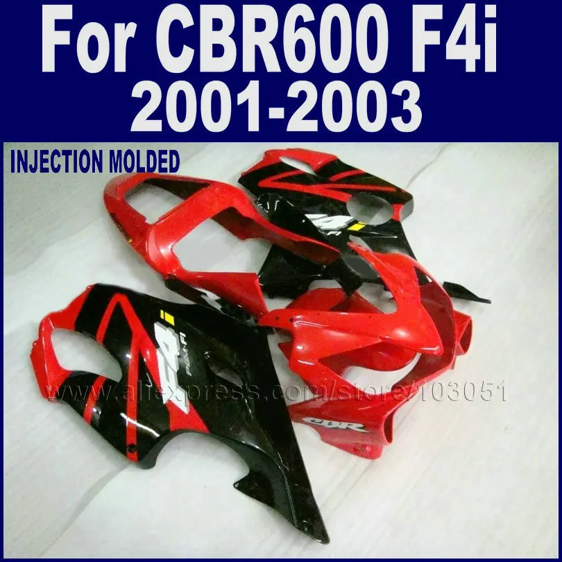 Motorcycle Road race Injection molding fairings kit for Honda CBR 600 F4i 2001 2002 2003 cbr 600 f4i 01 02 03 red black fairing