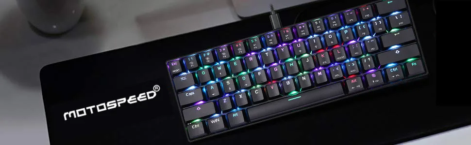 MOTOSPEED CK61 портативная механическая клавиатура 61 клавиша RGB подсветка пользовательское освещение с коробкой ось машина Разделение планшет Рабочий стол