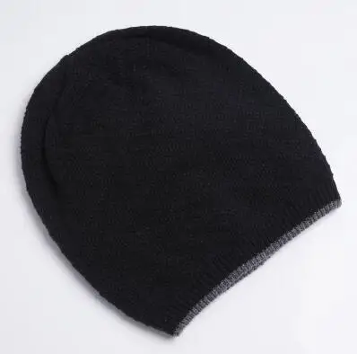 Брендовая мужская вязаная шапка бини мужские зимние шапки для мужчин облегающая шапка женские теплые зимние лыжные шапочки утолщенные шерстяные шапки D5318 - Цвет: Черный