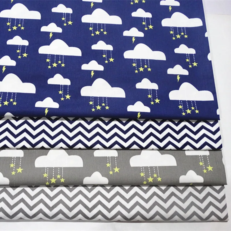 

half meter clouds star print 100% cotton twill fabric for baby's bed sack handmade garment dress cloth A927