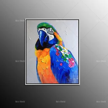 

Handmade Modern Abstract Knife Animals Oil Painting Decorative Parrot Painting On Canvas Cat For Living Room Wall Decor