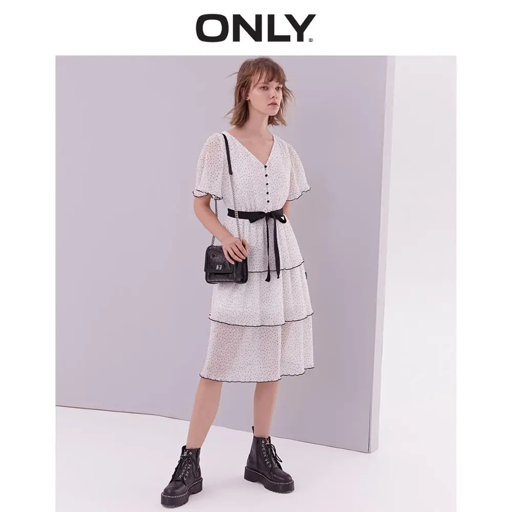 

ONLY 2019 Summer Bowknot Chiffon Dress |119107702