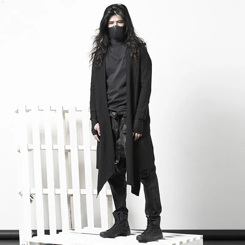 

Coat for Men Woolen Coat, Windbreaker, Men's Shirt, Dark, Ro, Knee Robes, Black Long Coat Men Steampunk Windbreakers Trench