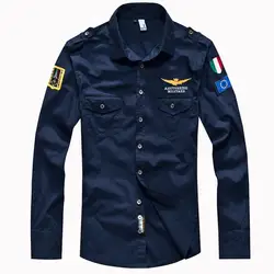 2019 рубашка Air Force One Мужская рубашка с длинным рукавом Slim Fit Aeronautica Militare Мужская рубашка 4XL Camisas Hombre Camisa Masculina