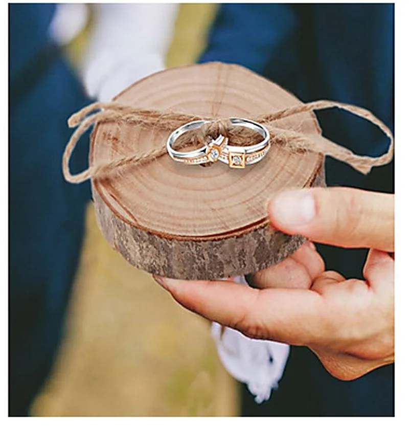 Фото Wedding Wood Ring Pillow Rustic Country Engagement Bearer for Decoration Supplies | Дом и сад