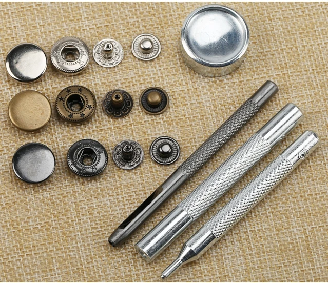 50sets+Tool Kit 15mm DIY Brass Metal Snap Button Garment Clothing