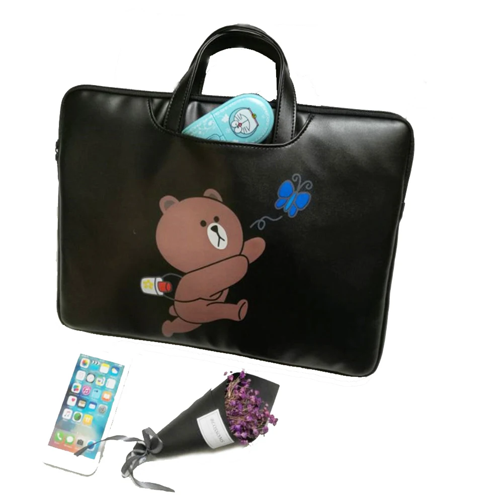 

Cute bear Pu Waterproof Laptop Bag 15.6 15 14 13 inch Portable Laptop Sleeve Bag Case for 13.3 Pro Air NoteBooK
