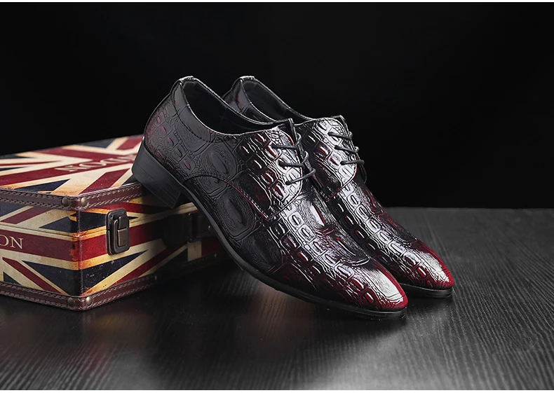 Mens Oxfords Shoe Formal Casual Shoes Men Size 46 Oxfords Pu Leather Emboss Crocodile Men Casual Shoes Leather Lace Brogues Shoe (7)