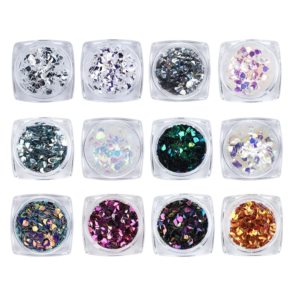 

1 Box 3D Diamond Nail Art Glitter Sequins Holographic Colorful Sequins Flakes Manicure Decorations Makeup Tools
