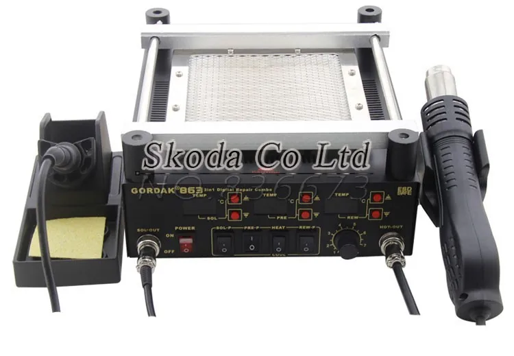 Gordak 863 3 in1 Heat Gun BGA rework Adjust Soldering Station+Electric soldering iron+IR preheating station for BGA SMD repair цена Gordak 863 3 in1 Heat Gun BGA rework Adjust Soldering Station+Electric soldering iron+IR preheating station for BGA SMD repair цены онлайн