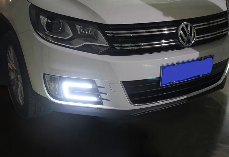 12 В 6000 К светодиодный DRL Дневной ходовой светильник для VW Tiguan 2013 противотуманная фара рамка противотуманный светильник для стайлинга автомобилей