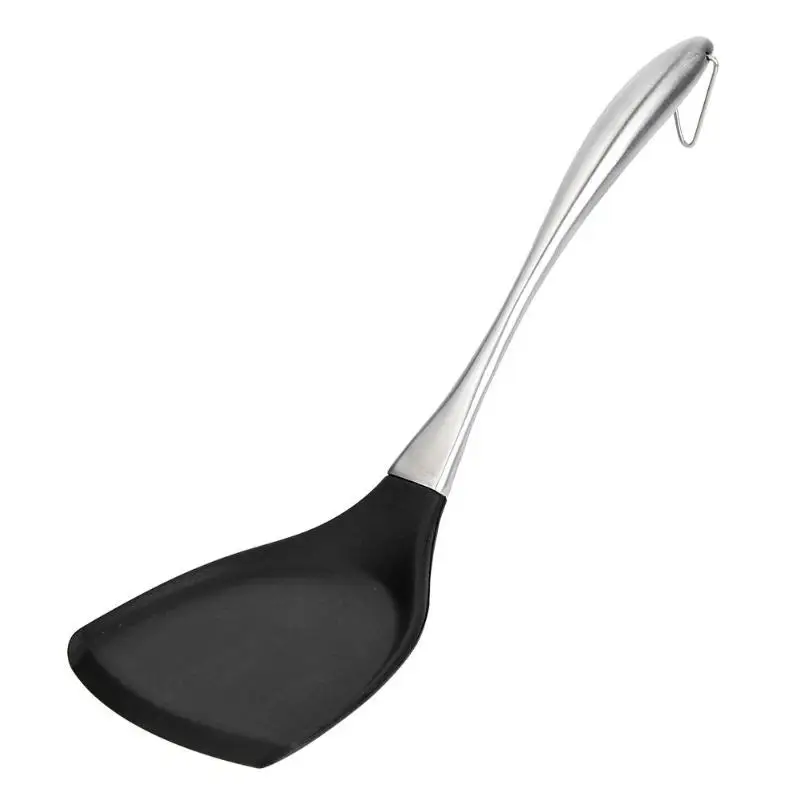 Силиконовая ложка для кухонной посуды из нержавеющей стали, ковш, ложка, ложка, лопатка, губка, силиконовая щетка - Цвет: Burgundy