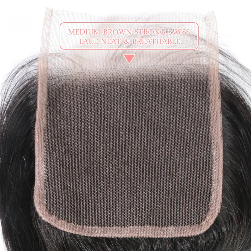 Швейцарские HD прозрачные 4x4 кружева Закрытие тела волна бразильские необработанные девственные человеческие волосы бесплатно Средний три части натурального цвета