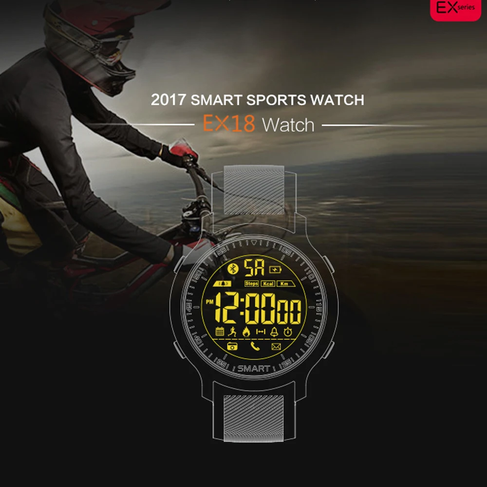 

LL TRADER Smart Watch EX18 Sport Waterproof Swimming 5ATM Pedometers Bluetooth men smartwatch Call SMS Reminder for ios Android
