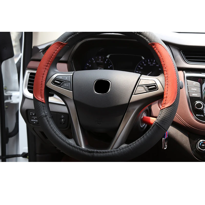 

Lsrtw2017 Cow Leather Car Styling Car Steering Wheel Cover for Changan Alsvin V7 CS75 Xt Eado X1 Glc 2012-2020
