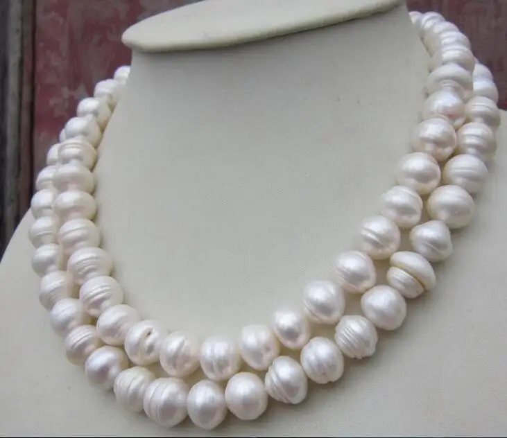 Beautiful 36" 10-11 mm natural white pearl necklace 50" - Image 3