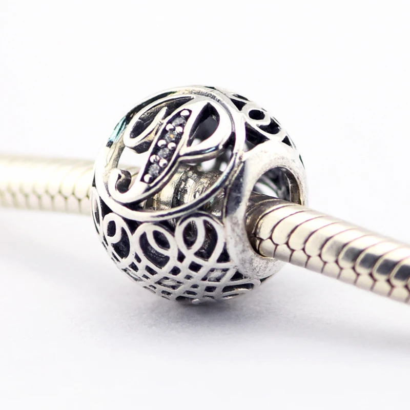 

CKK 100% 925 Sterling Silver Charm Letter P, Clear CZ Beads for Jewelry Making Fit Charm Bracelets Fine Jewelry PLE015P
